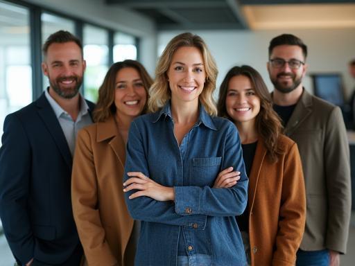 Diverse team of Outback Telecom Solutions employees in a modern office setting.